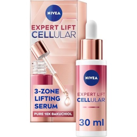 NIVEA Cellular Expert Lift 3-Zone Lifting Serum 30ml Face Serum with Pure 10x Bakuchiol Visibly Reduces Wrinkles Lifts