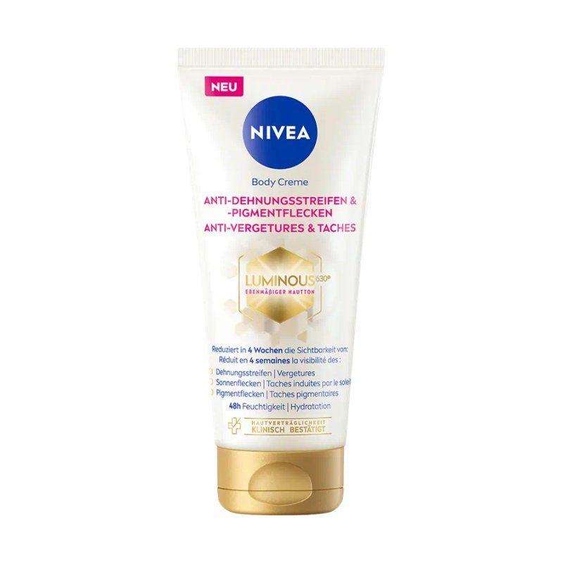 NIVEA LUMINOUS630 Body Cream Anti-Stretch Marks & Pigment Spots, Body Lotion Evens Skin Tone, Light Texture, 48h
