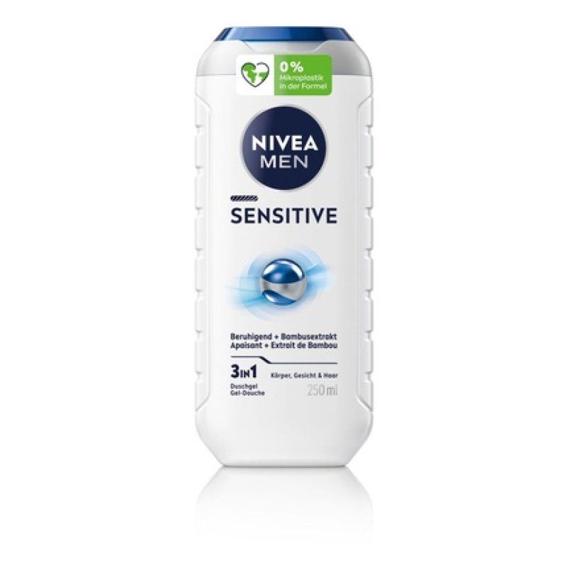 Nivea Men Sensitive Shower Shampoo 250ml 3-in-1 Shower Gel for Face and Body