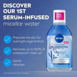 NIVEA Regenerating Serum Infused Micellar Water 400ml with Amino Acid 5% Panthenol and Squalane Gentle Waterproof