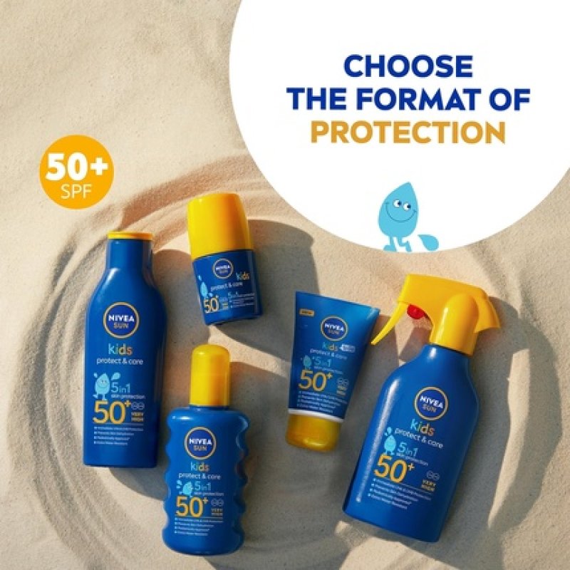 NIVEA Sun Kids Protect & Care SPF 50 Lotion 200ml Moisturising Sun Cream Fast-Absorbing Bottle