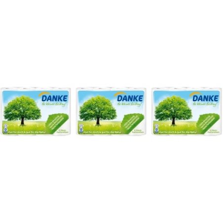 DANKE Household Towel Rolls 3-ply made from 100% Recycled Paper 12 Rolls (45 Sheets per Roll) - Pack of 3