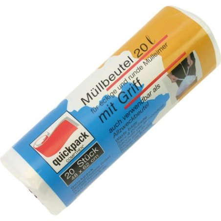 Quickpack Rubbish Bag With Carry Loop 20 Liters 20 Pieces Roll 10 Micrometers