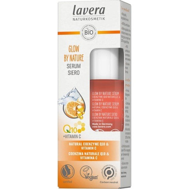 lavera GLOW BY NATURE Serum Q10 and Vitamin C Moisturizing Anti-Wrinkle Vitalizing Firm Skin 30ml