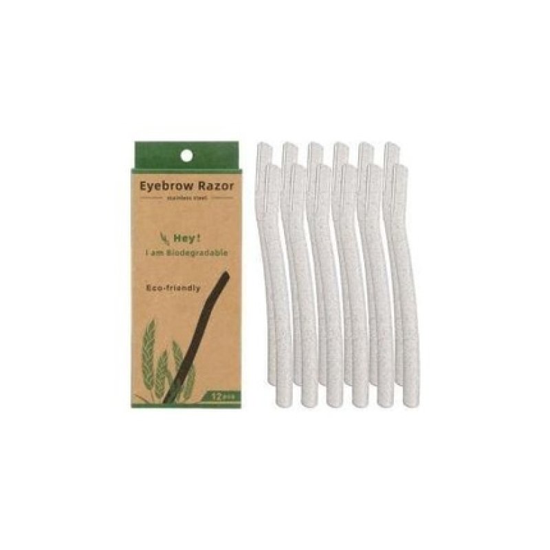 Dreamfix 12 Pieces Blade Eyebrow Razor With Wheat Straw Handle