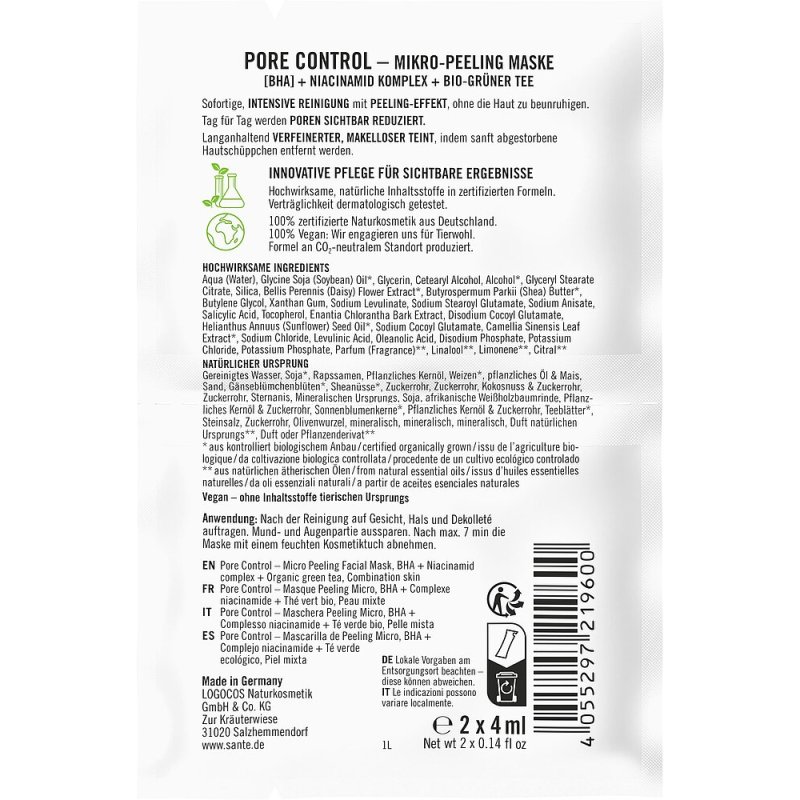 SANTE SAN9600B masque pour le visage Masque de nettoyage Femmes 4 ml Crème