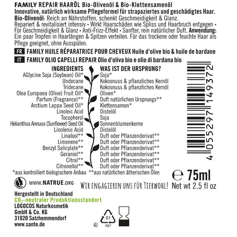 SANTE J0206800 hair oil & serum 75 ml Unisex