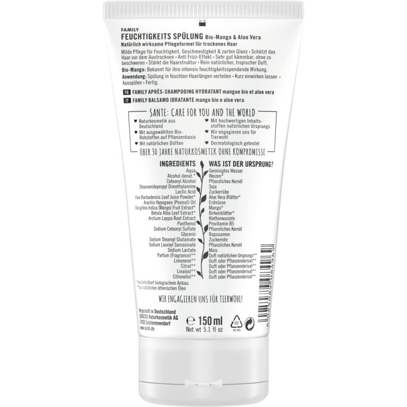 Sante Naturkosmetik Feuchtigkeits Spülung Bio-mango & Aloe Vera Après-shampoing non-professionnel 150 ml Femmes