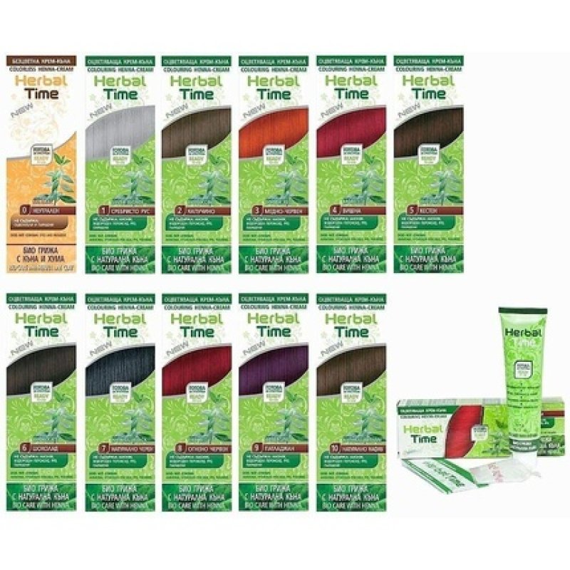 Herbal Time Henna Coloring Cream with Henna Extract Natural Hair Colorant 75ml