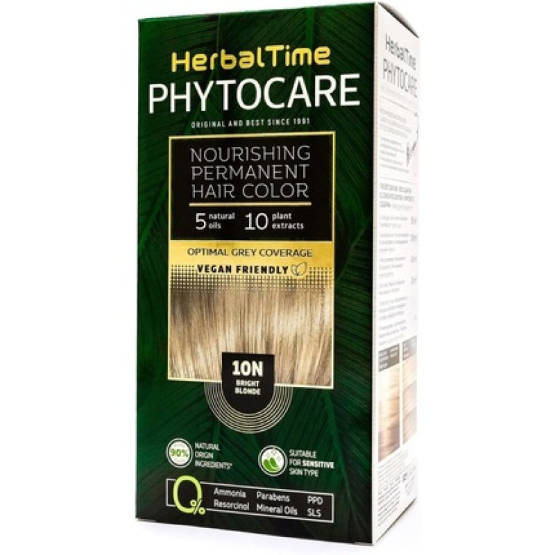 Herbal Time Phytocare Permanent Hair Dye Color Bright Blonde 10N