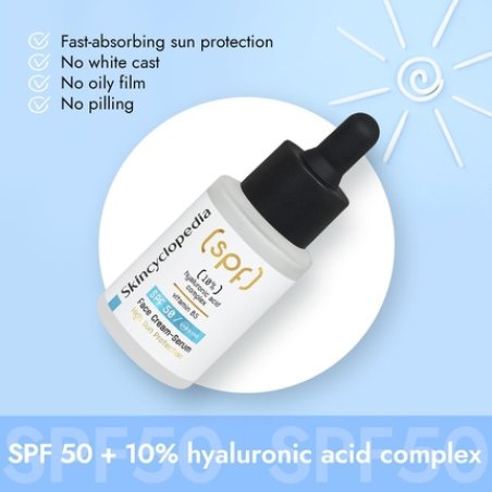 Skincyclopedia SPF 50 Face Moisturizer Sunscreen with 10% Hyaluronic Acid Complex 30ml