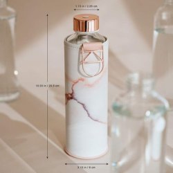 EQUA Glass Water Bottle with Faux Leather Sleeve 25oz Pink