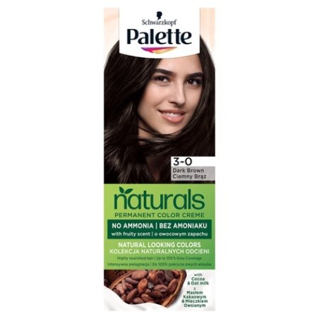 Palette Permanent Naturals Color Cream Hair Dye With Cocoa Butter And Argan Oil 800 3-0 Dark Brown