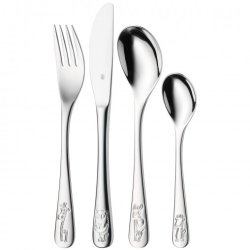 WMF Safari Kids Cutlery Set 4 Pieces Stainless Steel Polished Cromargan Dishwasher Safe for Kids 3 Years