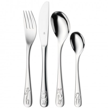 WMF Safari Kids Cutlery Set 4 Pieces Stainless Steel Polished Cromargan Dishwasher Safe for Kids 3 Years