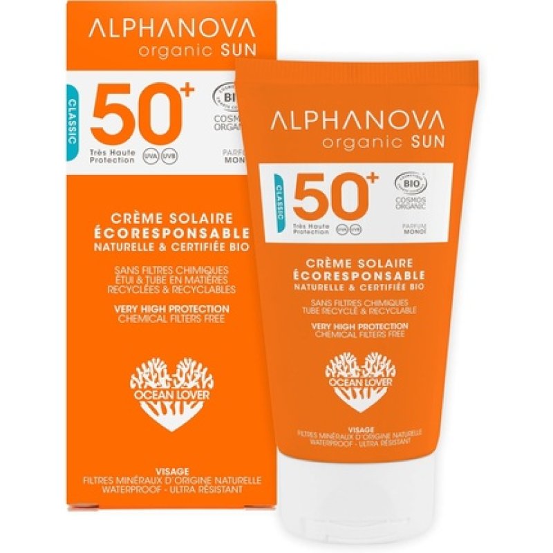 Alphanova Sun Face Cream Environmentally Friendly SPF 50 Organic 50g