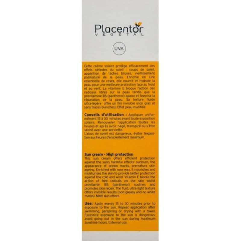 Placentor Vegetal Sun Cream for Face and Sensitive Areas SPF 50 40ml