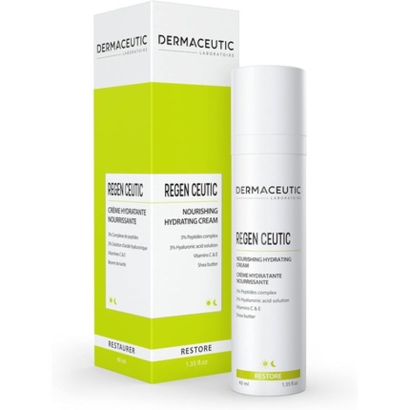 Dermaceutic Regen Ceutic Skin Recovery Cream with Hyaluronic Acid, Peptides, Vitamin C and E, and Shea Butter 40ml