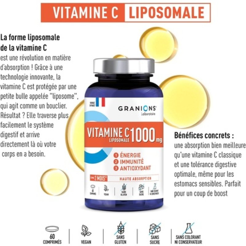 Vitamin C Liposomal 1000mg High Absorption Capacity for Energy and Immunity