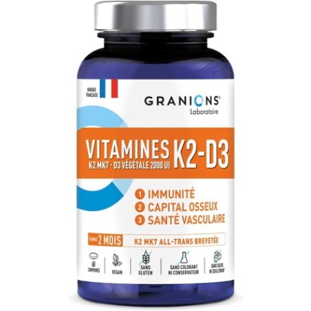 Granions Vitamin D3 K2 MK7 - 2000 IU D3 200mg K2 Supplement