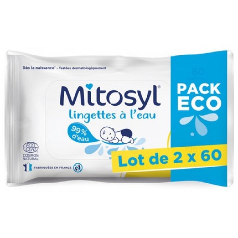 Mitosyl Water-Based Wipes 60 Wipes - Pack of 2
