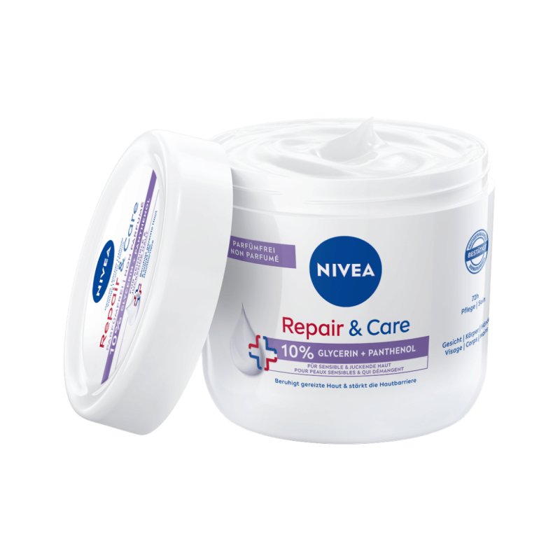 NIVEA Repair & Care Fragrance-Free Cream Moisturizing Non-Greasy Body Cream Fast Absorbing Lotion with Panthenol &