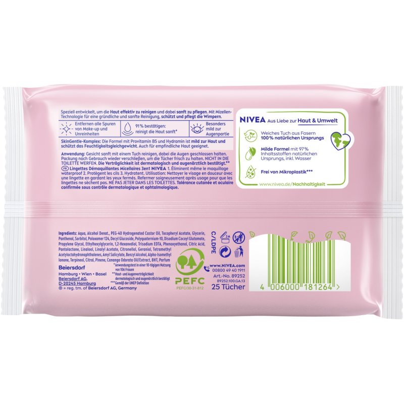 Nivea Nivea Visage Facial Cleansing Wipes 25 Pieces Micelle