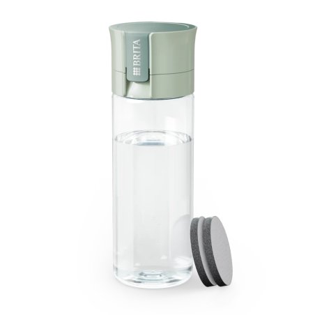 BRITA Model Vital Water Filter Bottle Light Green 600ml Including 2 MicroDisc Filters - Practical Water Bottle with