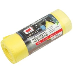 Quickpack Garbage Bags 50l With Drawstring - 20 Bags On A Roll, Yellow Interleave