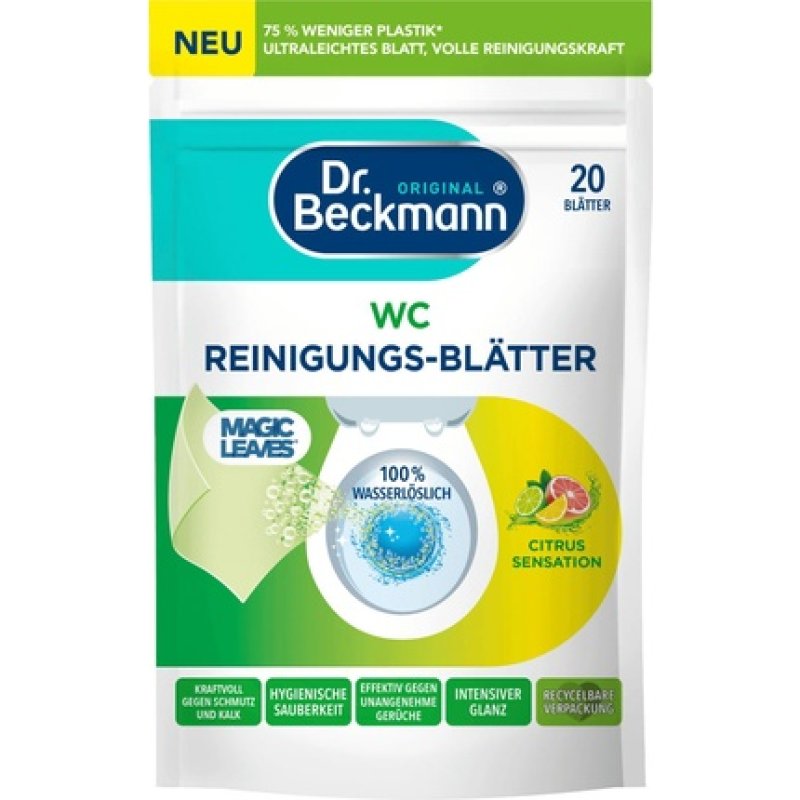 Delta Pronatura Dr. Beckmann Gel Toilet Cleaning Leaves 20 Pieces Citrus