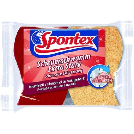Spontex Extra Strong Scrub Sponge 2 Pack Red
