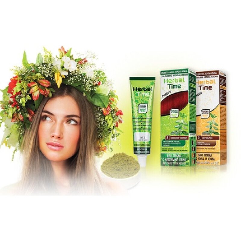 Herbal Time Henna Coloring Cream with Henna Extract Natural Hair Colorant 75ml