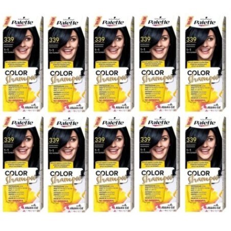 Schwarzkopf Palette Color Shampoo Hair Color 1-1 339 Blue Black - Pack of 10