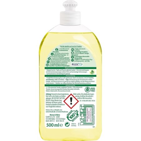 Frosch Lemon Mint Dishwashing Gel - Strong Dishwashing Detergent for Stubborn Grease and Crust