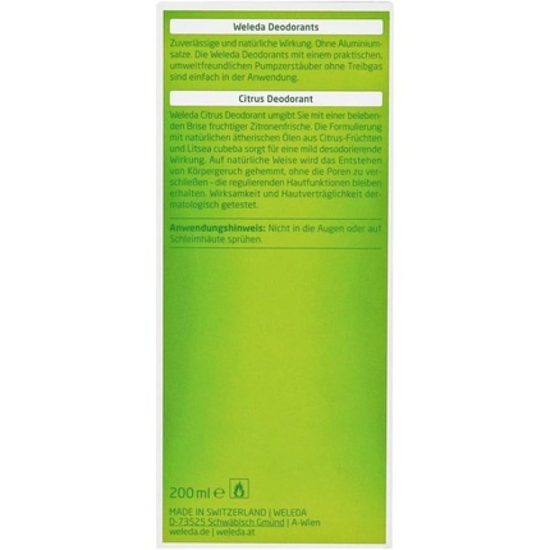 Weleda Citrus Deodorant Refill Pack 200ml