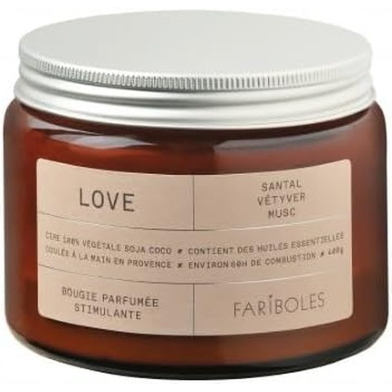Fariboles Love Scented Candle Stimulating Sandalwood Vetiver Musk 400g