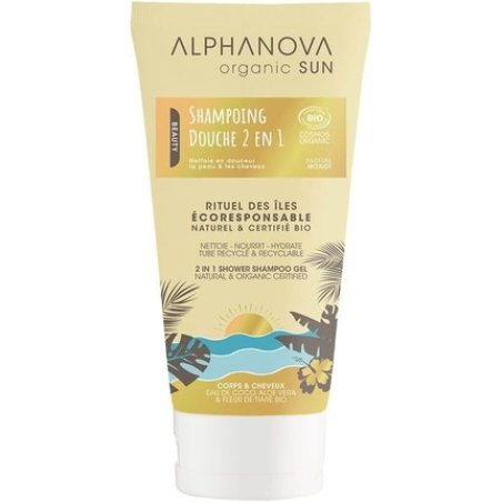 Alphanova Organic Sun 2-in-1 Shower Shampoo with Monoi, Aloe Vera, and Vitamin E