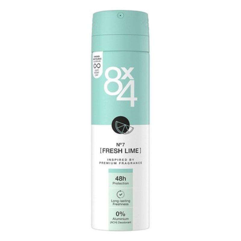 8X4 N°7 Fresh Lime Deodorant Spray 150ml