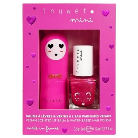 Inuwet Mini Set Lip Balm 3.5g Cherry and Water-Based Lacquer 5ml Strawberry