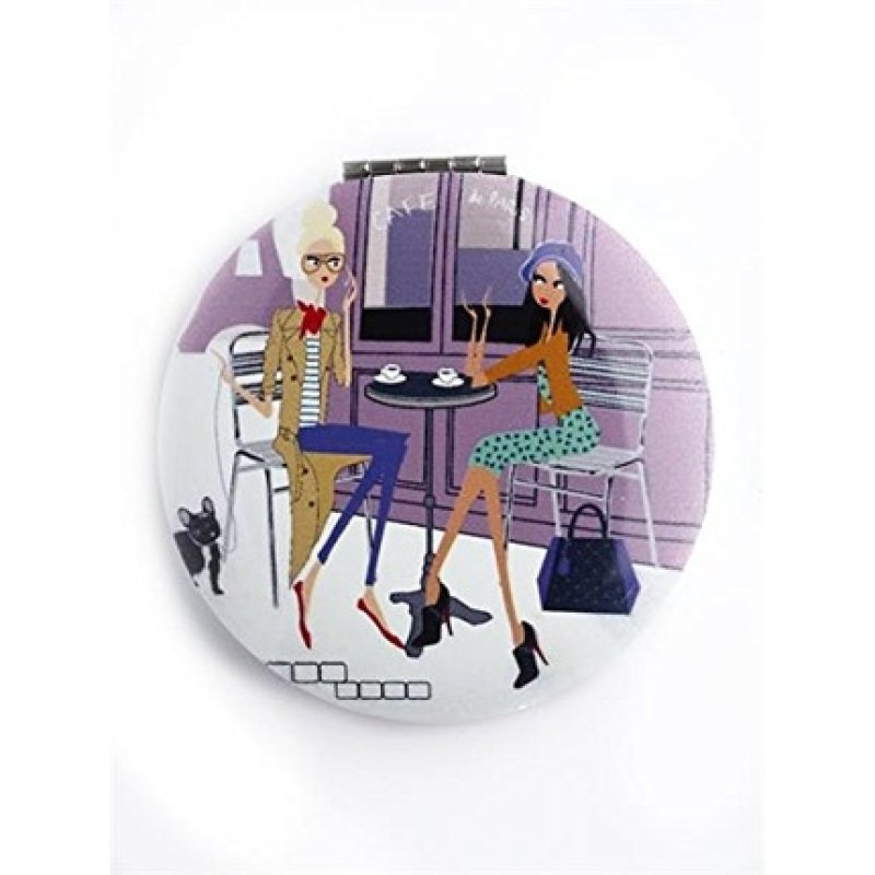 Filosofille Double Pocket Mirror, Motif: Filo And Sofie In Paris
