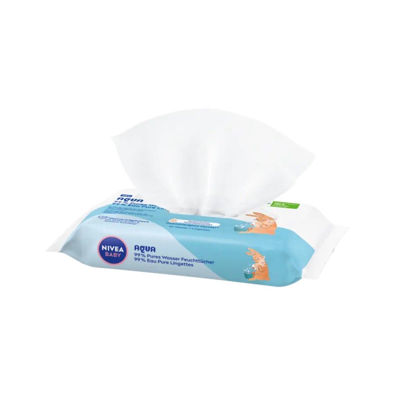 NIVEA Baby AQUA Wet Wipes for Gentle Cleansing of Sensitive Skin 57 Wipes