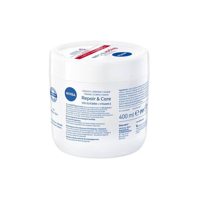 Nivea Repair Care Moisturizing Cream with Glycerin and Vitamin E for Face and Body 400ml