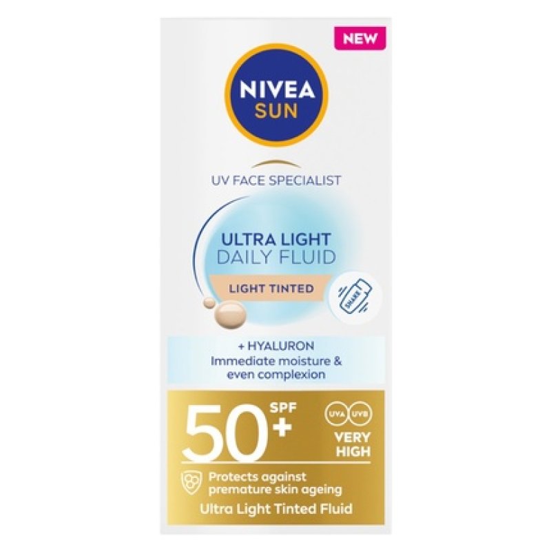 Nivea Sun Ultra Light Daily Fluid Spf50 Sunscreen Cream With Pigment Light 40ml