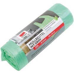 Quickpack Garbage Bag 20 Liters, 20 Pieces With Carrying Handle, 48x48 Cm, Green