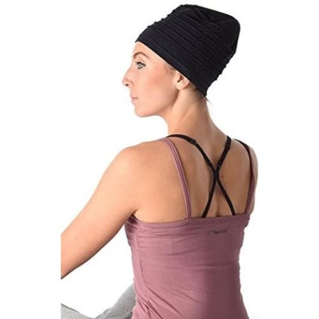 Fashy Ladies Yoga Exercise Cap Hair Turban Head Cover Chemo Hair Loss Cotton Black