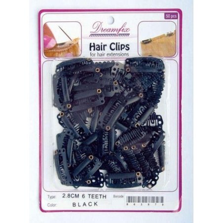 Dreamfix Hair Clips - 50 Pieces, 6 Teeth, 2.8 Cm, Black