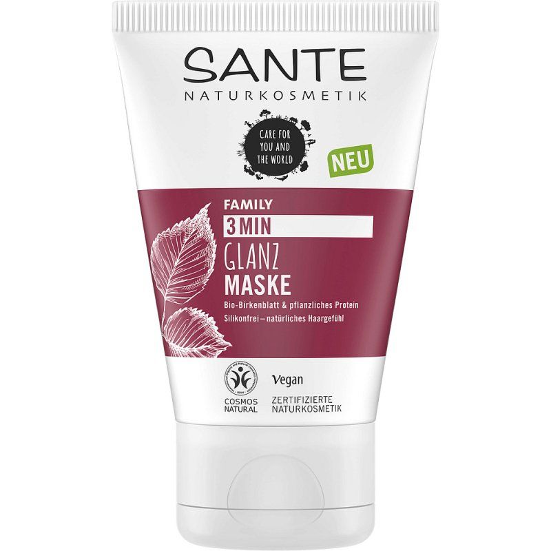Sante Naturkosmetik Glossy Shine Mask with Organic Birch Leaf Extract and 3-Fold Protein