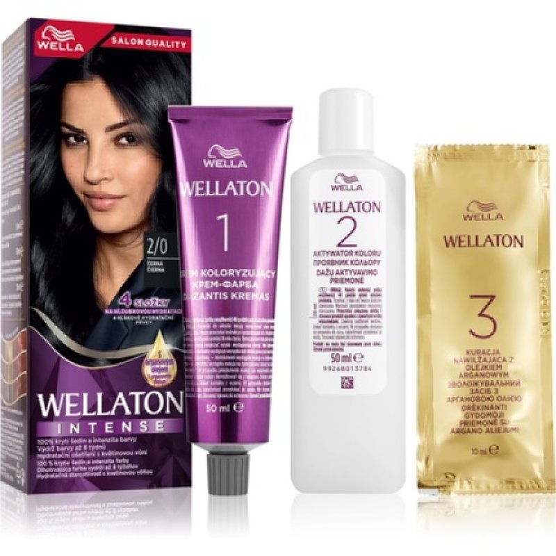 Wella Wellaton Intense Permanent Hair Color with Argan Oil 2/0 Black - 1 piece