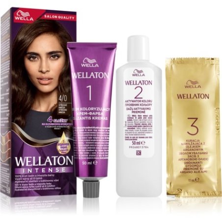 Wella Wellaton Intense Permanent Hair Color with Argan Oil - 4/0 Medium Brown, 1 piece
