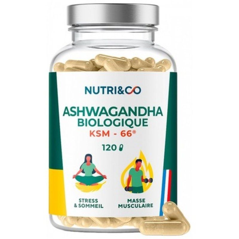 Nutri&Co Ashwagandha KSM-66 Organic Food Supplement 120 Capsules